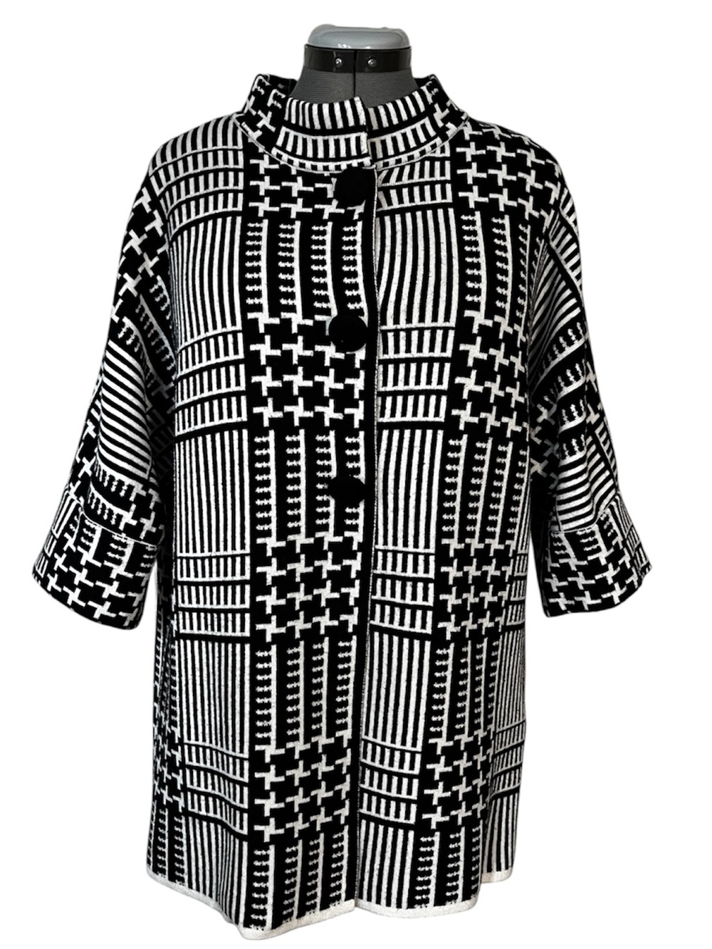 Frank Lyman Houndstooth snap front cardigan topper XL